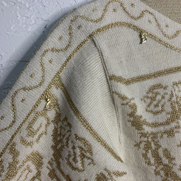 Dona Marie Vintage Cream stitch Sweater Womens small grandma victorian old money - Picture 3 of 8